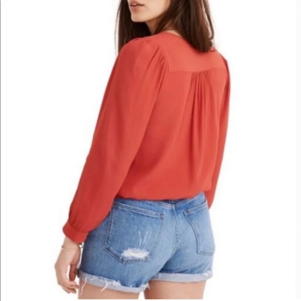 Madewell wrap side tie top v neck blouse - Picture 1 of 7